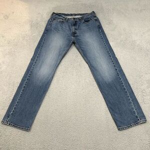 Levis Jeans Mens 36x34 Blue Denim 505 Straight Leg American Workwear Medium Wash